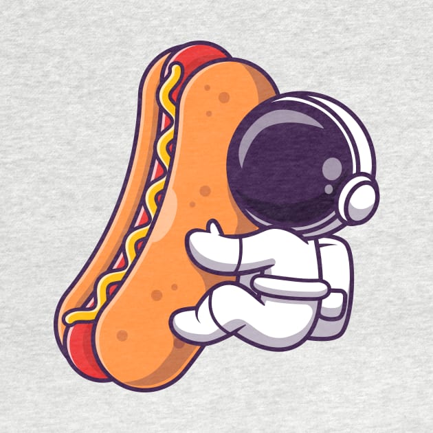 Cute Astronaut With Hot Dog Cartoon by Catalyst Labs